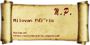 Milovan Páris névjegykártya